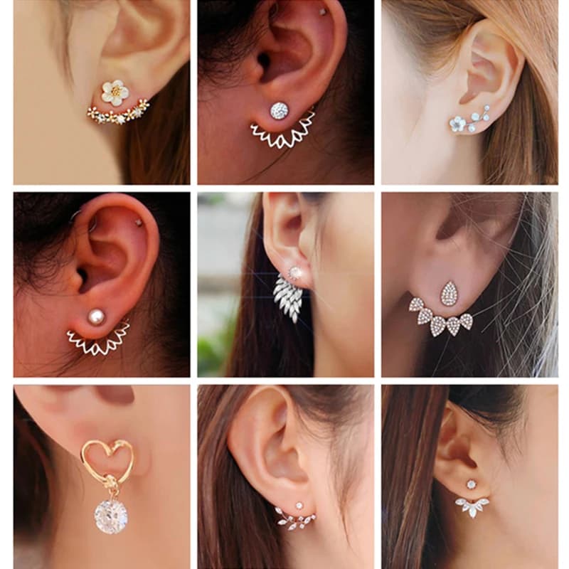 Wholesale Korean Jewelry: Women's Statement Ear Jewelry- Zircon Pearl Heart Crystal Flower Angel Wings Geometry Stud Earrings