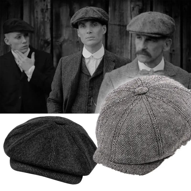Mens Peaky Blinders Cosplay Tommy Shelby Plain 8 Panel Newsboy Cap - Hat Cap for Baker Boy Baseball Costume