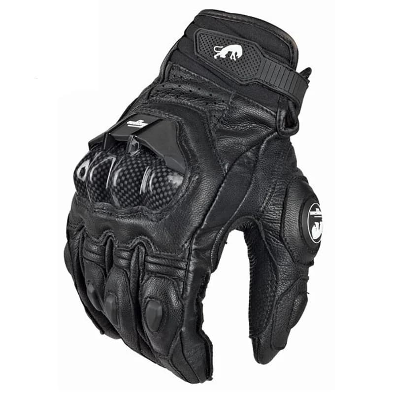 Motorbike Racing Gloves - Genuine Leather, Black & White for Men - Summer & Winter Road Racing Team Glove