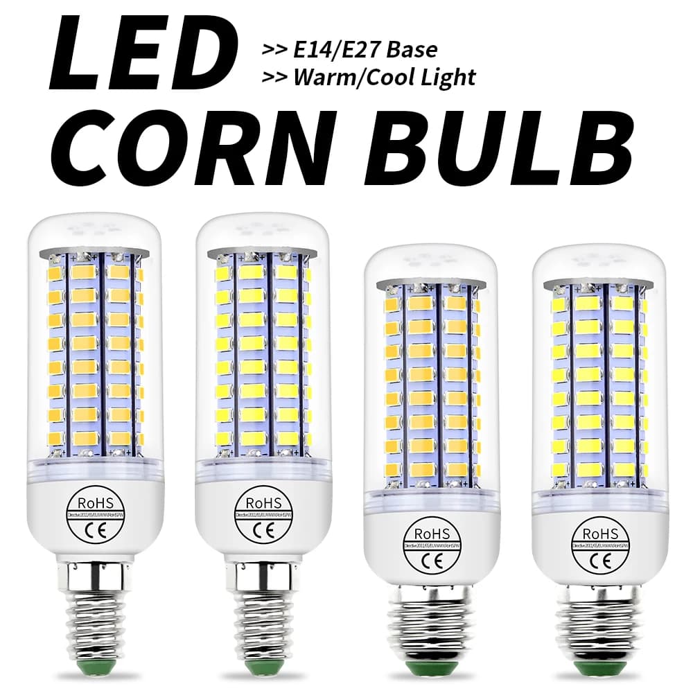 220V Corn Bulb LED E27/E14 Energy Saving Light for Home - Ampoule LED Lamp 3W-25W (5730 Lampada)