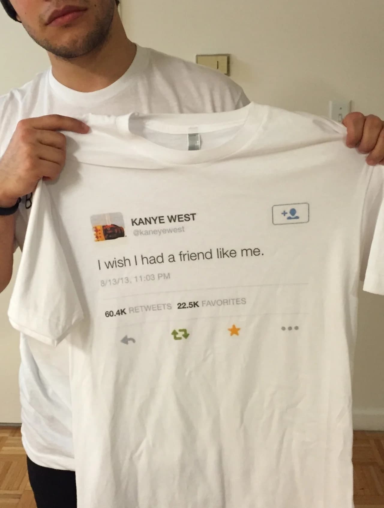 Hahayule Unisex Kanye West I Wish I Had a Friend Like Me Graphic Tee Casual Loose White T-Shirt Tumblr Fashion