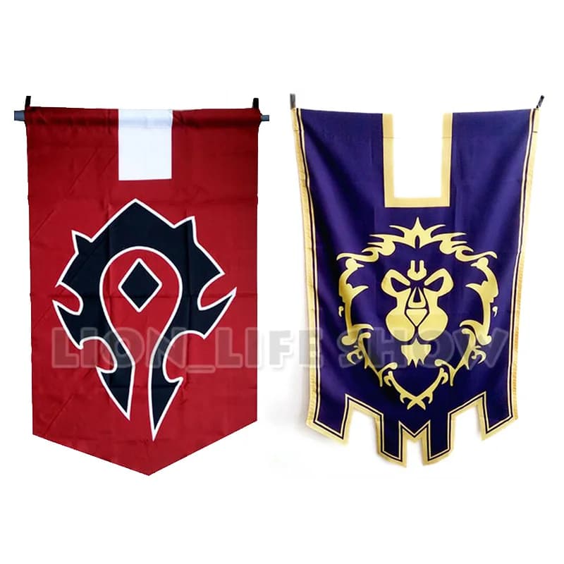 Dacron Blue Home Decor Cosplay Accessory for World of Warcraft: WOW Alliance & Horde Banner Flag