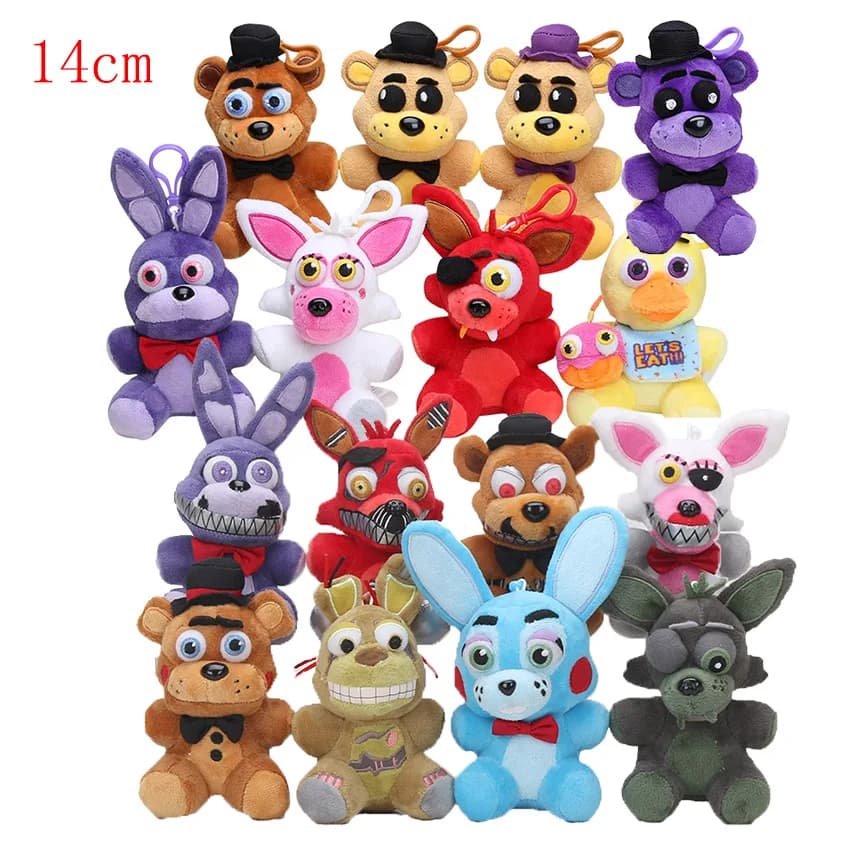 14cm FNAF Plush Keychain - Five Nights at Freddy's Plush Toys - Freddy Fazbear, Chica, Mangle, Foxy, Bonnie - Plush Bag Pendant Toy