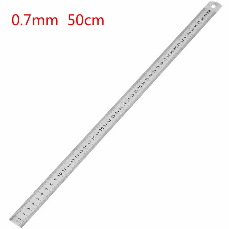 50cm Stainless Steel Straight Ruler, Double-Sided 0.7mm Scale Measuring Tool for School and Office Supplies