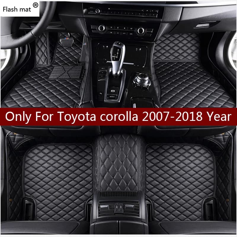 Custom Auto Foot Pads for Toyota Corolla 2007-2018 - Flash Mat Leather Car Floor Mats 
