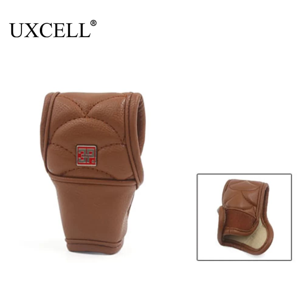 Non-Slip UXCELL Brown Faux Leather Cover Sleeve Protector for Car Manual Shift Knob, Fits Most Car Shift Knobs