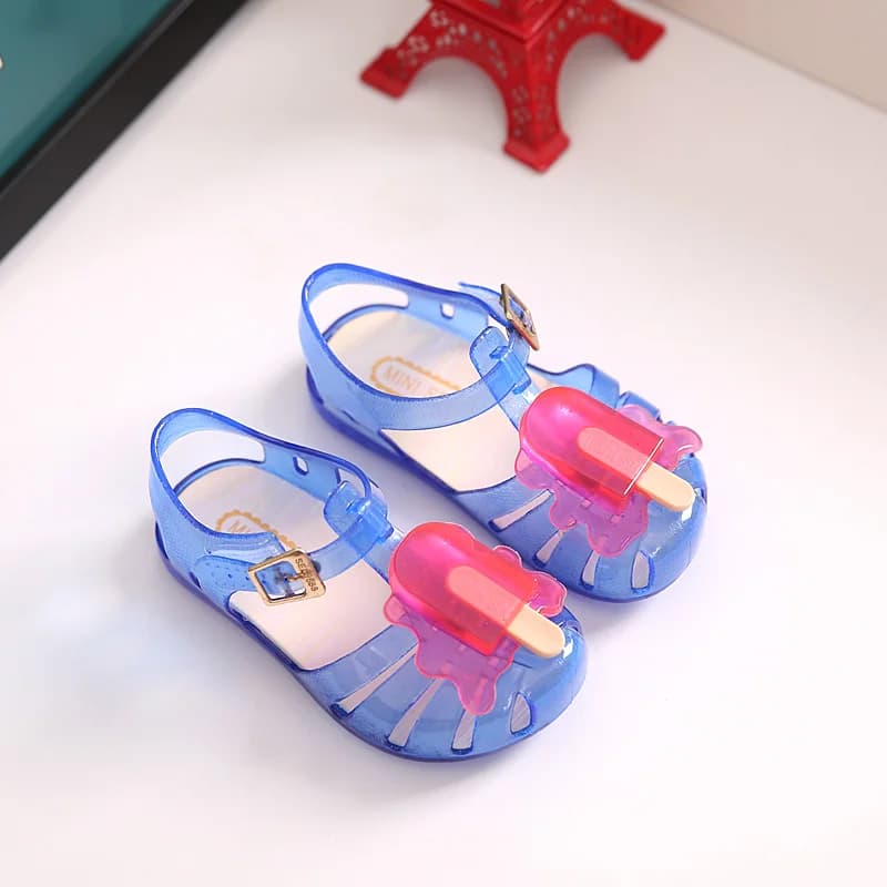 Kids Mini Melissa Jelly Sandals - Baby Girls Ice Cream Summer Cartoon Beach Shoes