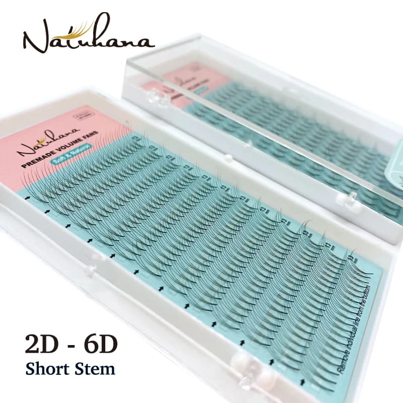 NatuHana Pre Made Russian Volume Fan Eyelash Extensions - 2D to 6D Options - Cilios Lashes