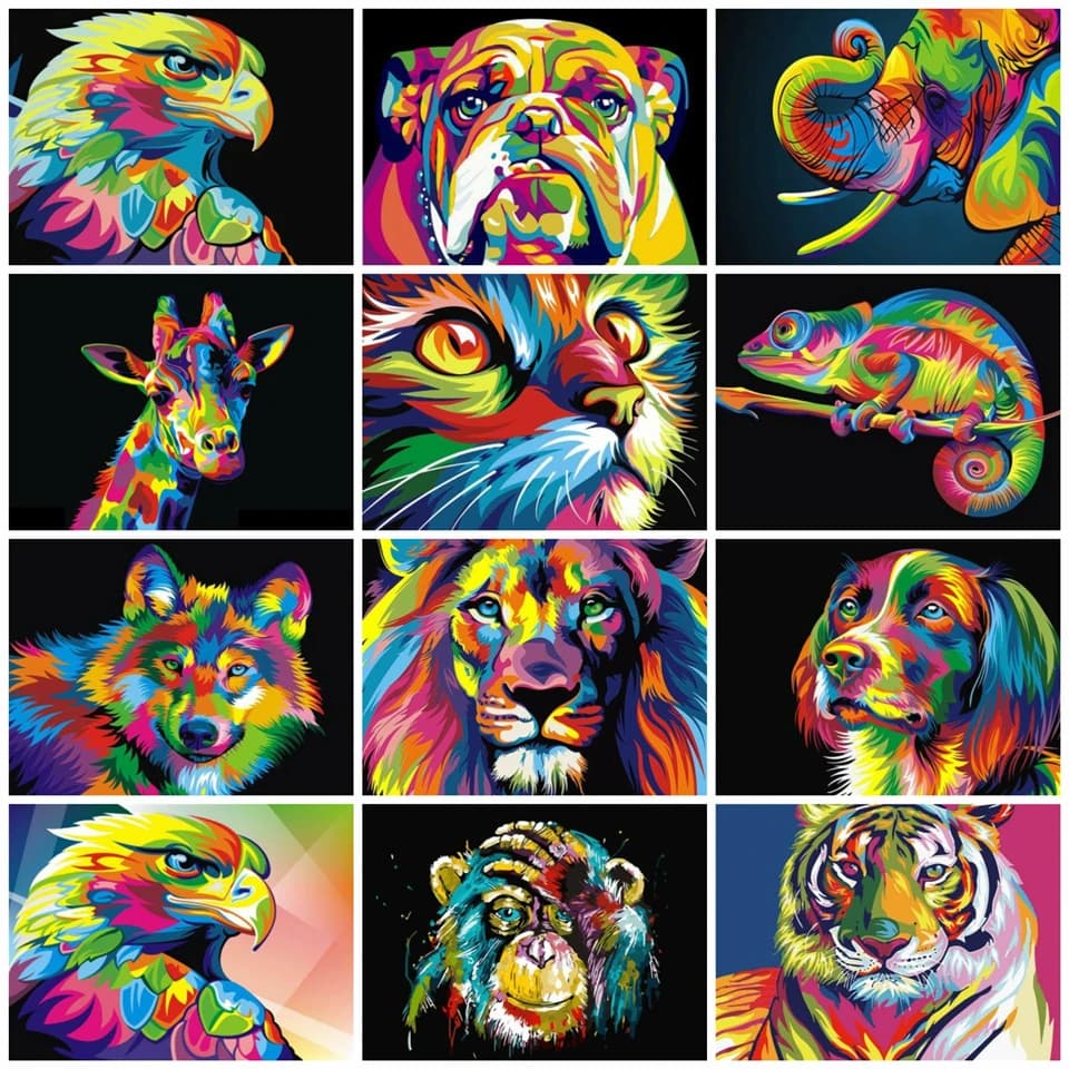 AZQSD Animal Paint by Numbers Kit 50x40cm Oil Painting Canvas Set for DIY Art Wall Decor Gift