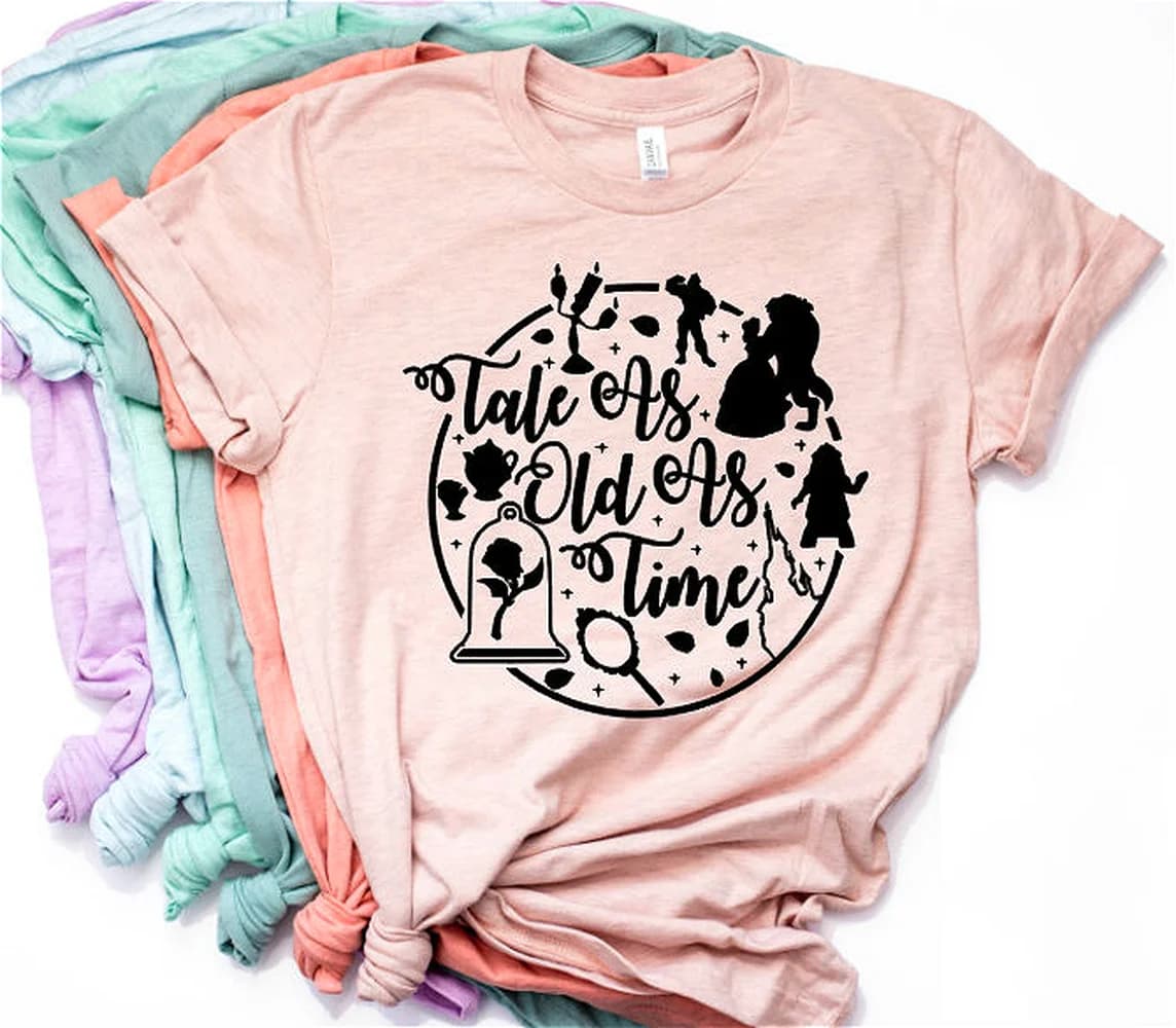 Tale As Old As Time Women's T-Shirt - Beauty and the Beast Cute Casual Tee for Women and Girls
