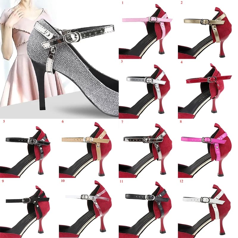 Adjustable No-Tie High Heel Shoelace Straps - Anti-Slip Triangle Buckles for Shoes Decoration - 1 Pair