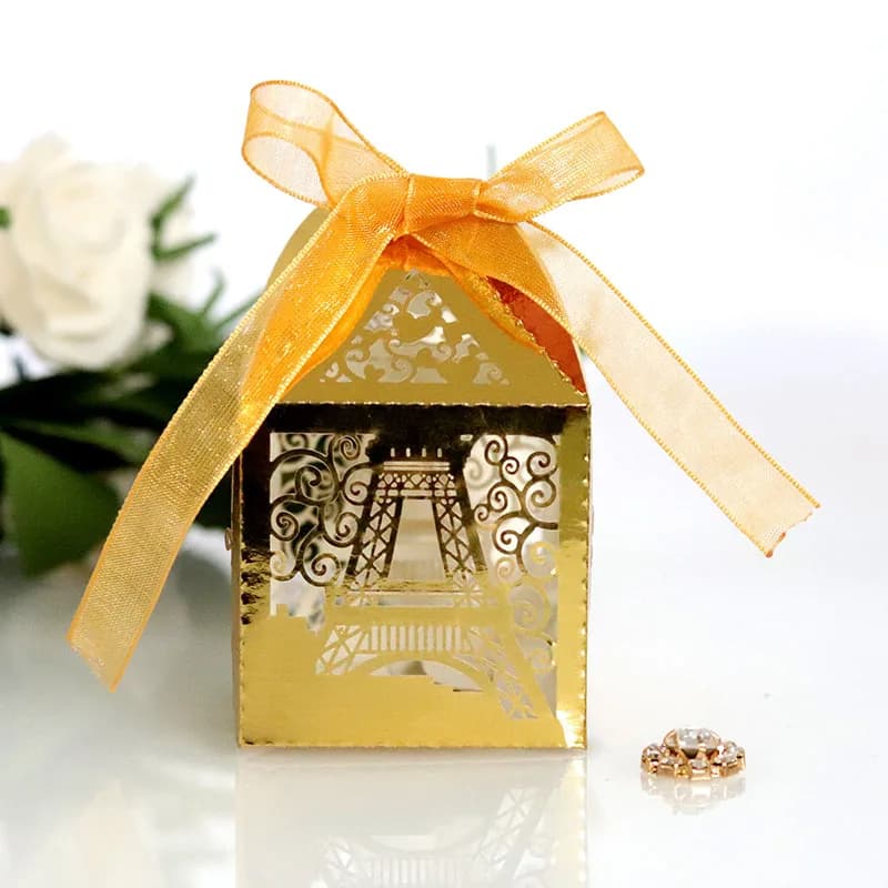 50pcs Eiffel Tower Candy Boxes with Ribbon - Perfect for Teachers' Day, Birthday, Easter, Wedding Party Decoration - Sweets Favor Gifts Boxes