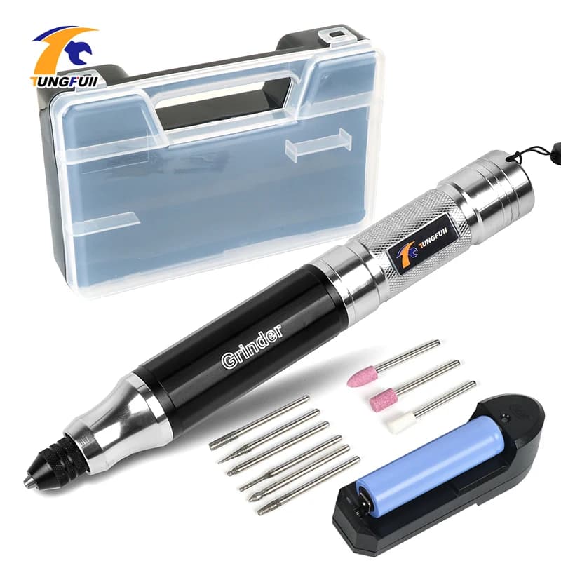 Tungfull Cordless Mini Electric Drill Engraver with Dremel Bit for DIY Cutting - Power Tools & Electric Pen