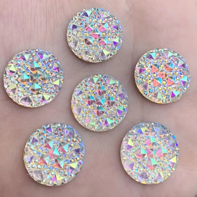 Crystal AB Resin Flatback Rhinestones Round Crystal Stones Non Hotfix Scrapbook Strass for DIY Crafts in Various Sizes -HB39