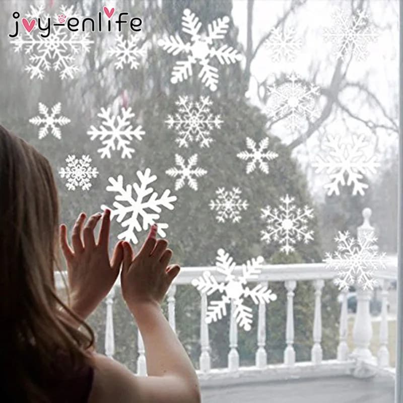 White Snowflake Sticker Decoration Set for Glass Windows - Kids Room Christmas Wall Stickers - Home Decals Decoration for New Year