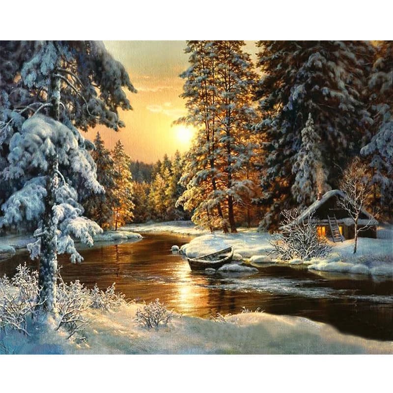 CHENISTORY Snow Forest DIY Painting By Numbers | Modern Wall Art Picture | Unique Gift - Paint By Numbers