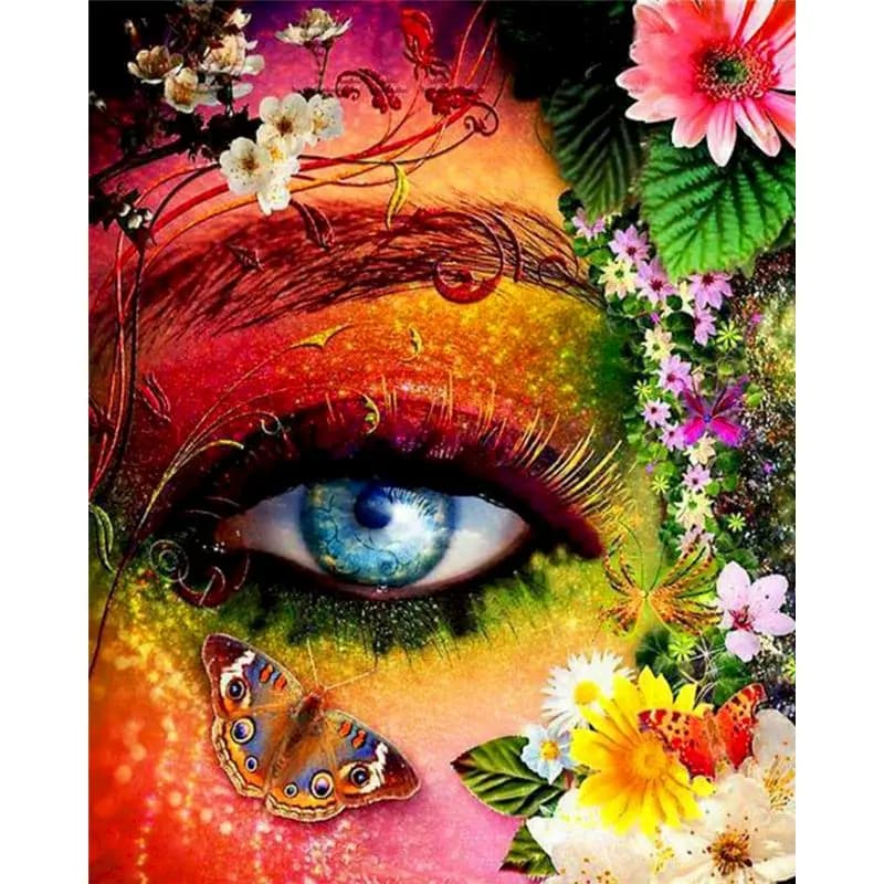 DIY Modern Wall Art Canvas Painting - Colorful Landscape with Colorful Eyes - Unique Gift for Adults - Home Decor - Painting by Numbers