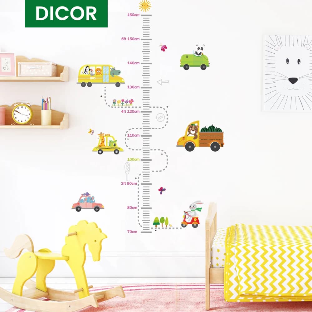 DICOR Cartoon Height Measure Wall Sticker for Children's Rooms - Growth Chart, Nursery Room Decor, Kids Room Wall Stickers, Wall Decor Sticker