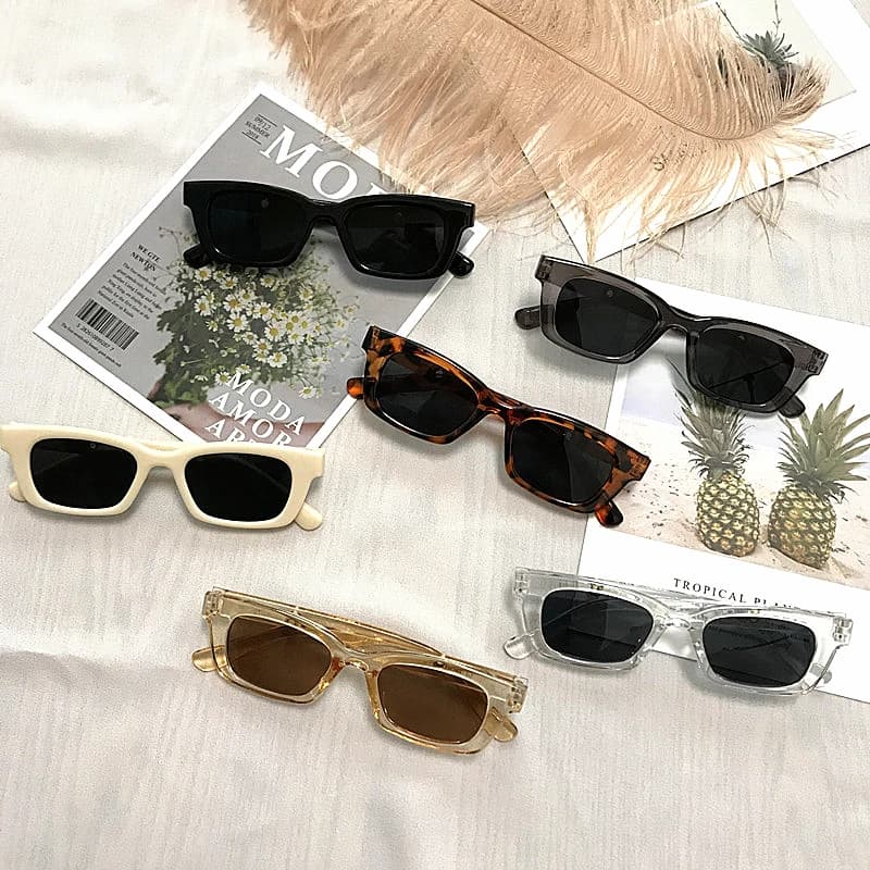 Women's Rectangle Vintage Sunglasses Brand Designer Retro Point Sun Glasses Female Lady Eyeglass Cat Eye Driver Goggles