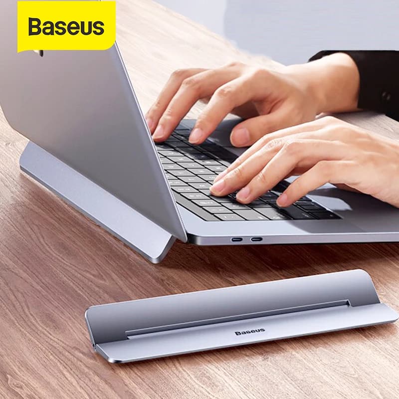 Baseus Adjustable Aluminum Laptop Riser - Foldable and Portable Notebook Stand for MacBook Air Pro and 11/13/17 Inch Laptops