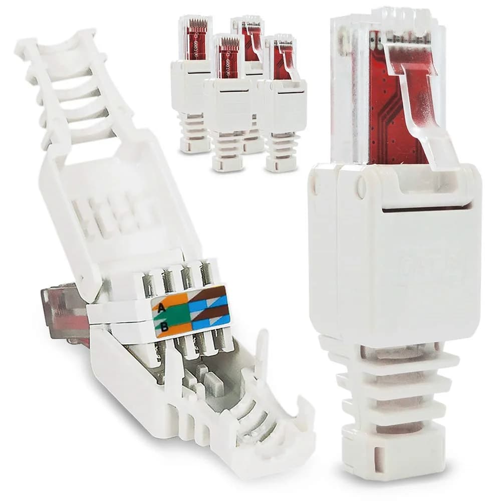 Tool-less RJ45 Ethernet Cable Connectors CAT6 No Crimp Crystal Head Plug
