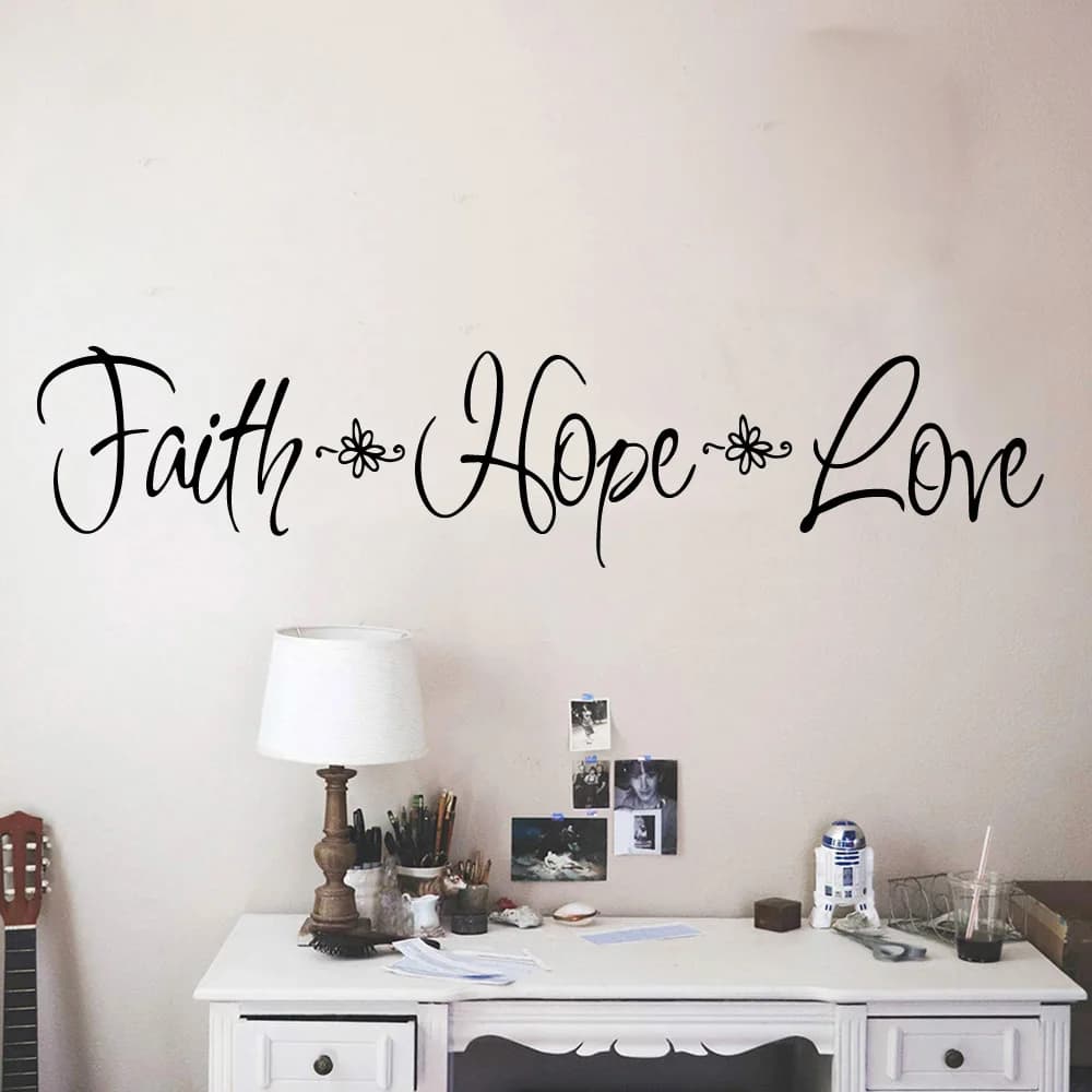 DIY Faith Hope Love Wall Sticker | Self-Adhesive Vinyl Decal for Bedroom | Waterproof Wall Art