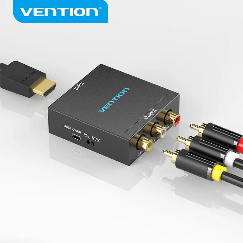 Vention HDMI to AV Converter with Mini USB Power Cable - 1080P HDMI Switch, HDMI to RCA CVBS L/R Video Adapter for TV Box and AV HDMI Devices