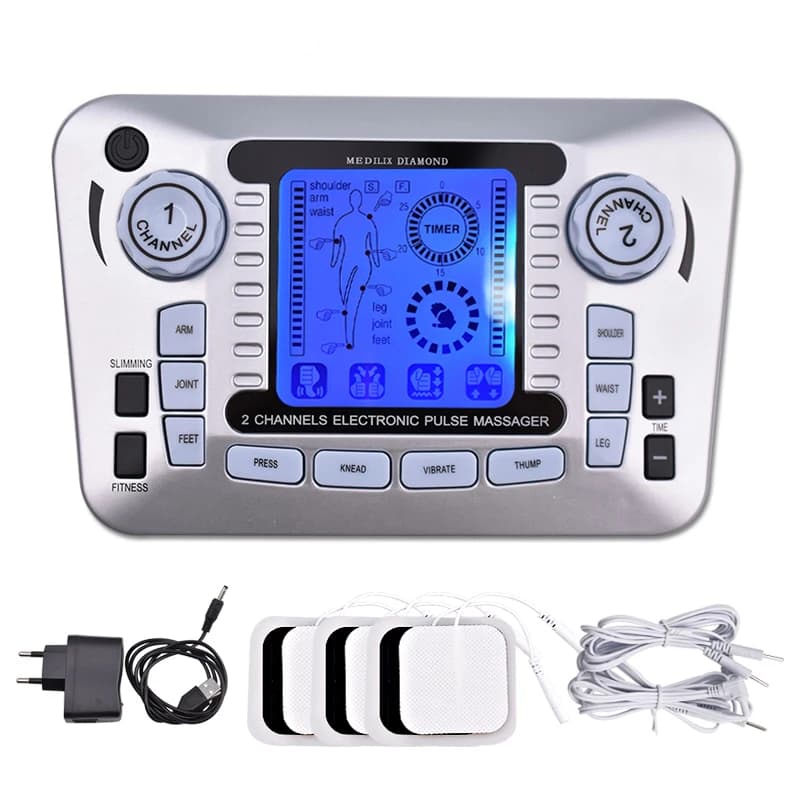 Electric Pulse Massager Tens EMS Muscle Stimulator: 12 Modes Digital Therapy Machine for Pain Relief - Health Care Tool