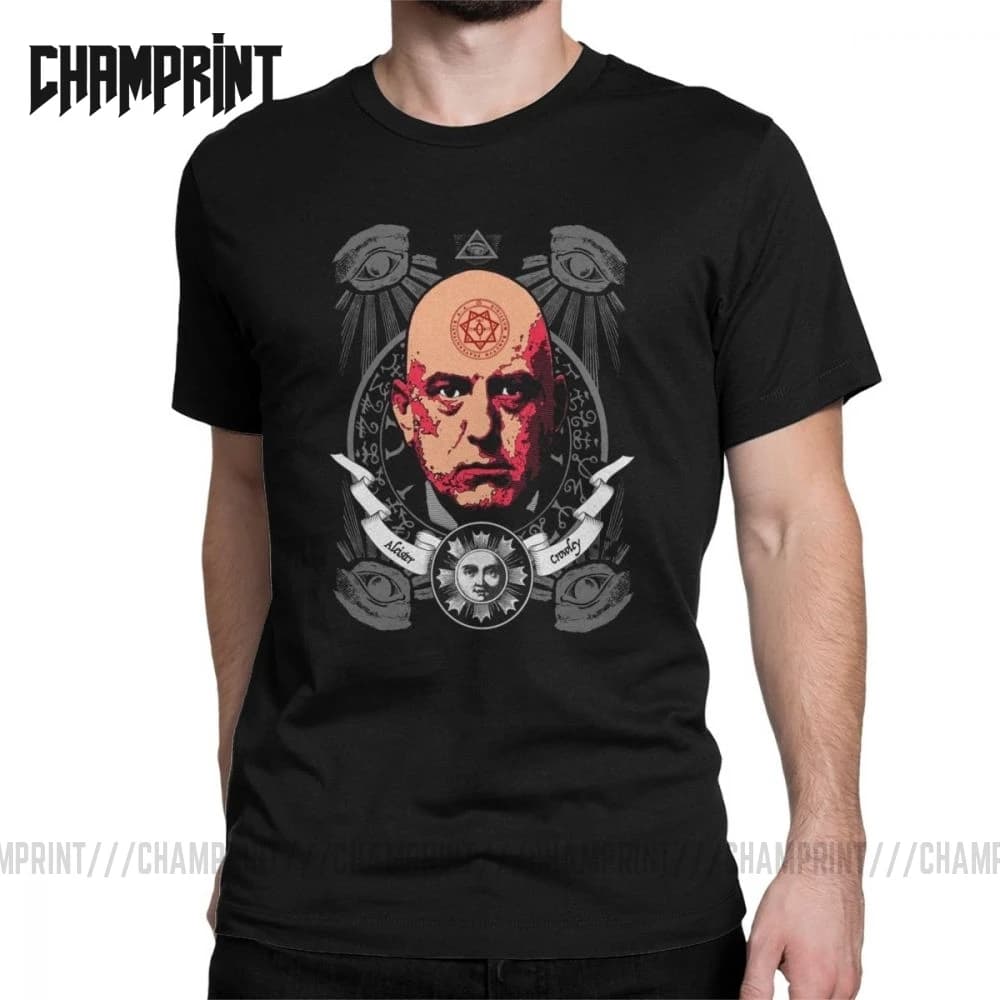 Men's Aleister Crowley T-Shirt - Pure Cotton Creative Tee for Magic, Occult, and Wicca Enthusiasts