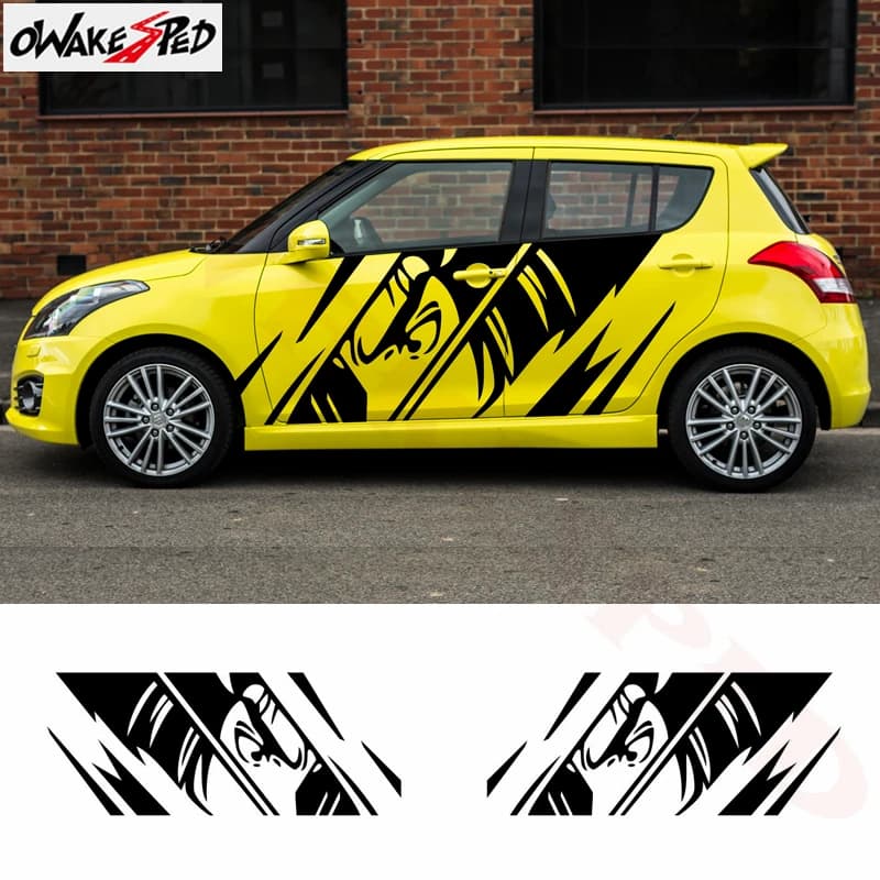 Anime Characters Graphics Vinyl Decals Set for SUZUKI SWIFT Car Body Styling – Auto Door Sport Decals with Both Side Decor Stickers