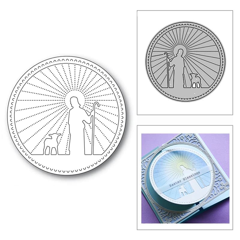 Easter Shepherd Scene Spot Line Metal Cutting Dies - DIY Scrapbooking Decor & Card Making Crafts