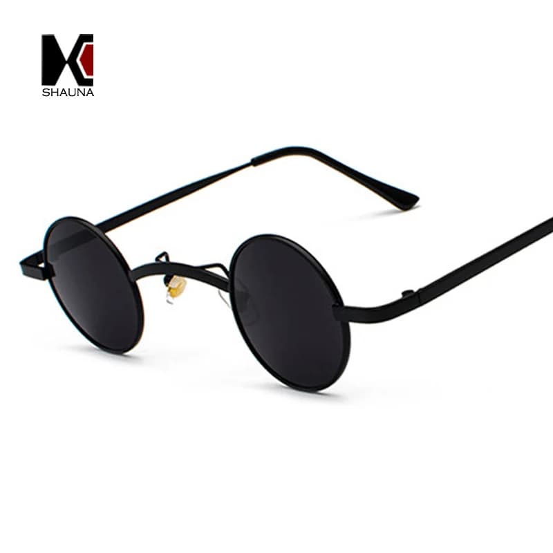 SHAUNA Retro Rock Punk Sunglasses Classic Small Round Clear Red UV400 Sun Glasses with Wide Bridge