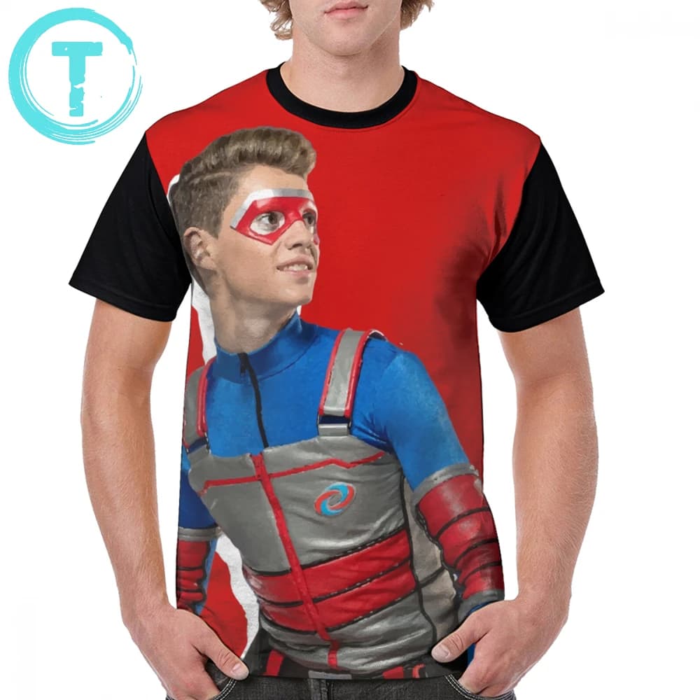 Henry Danger Kid Danger Action Red T-Shirt - Men's Short Sleeves Graphic Tee, 100% Polyester Summer Printed Tshirt