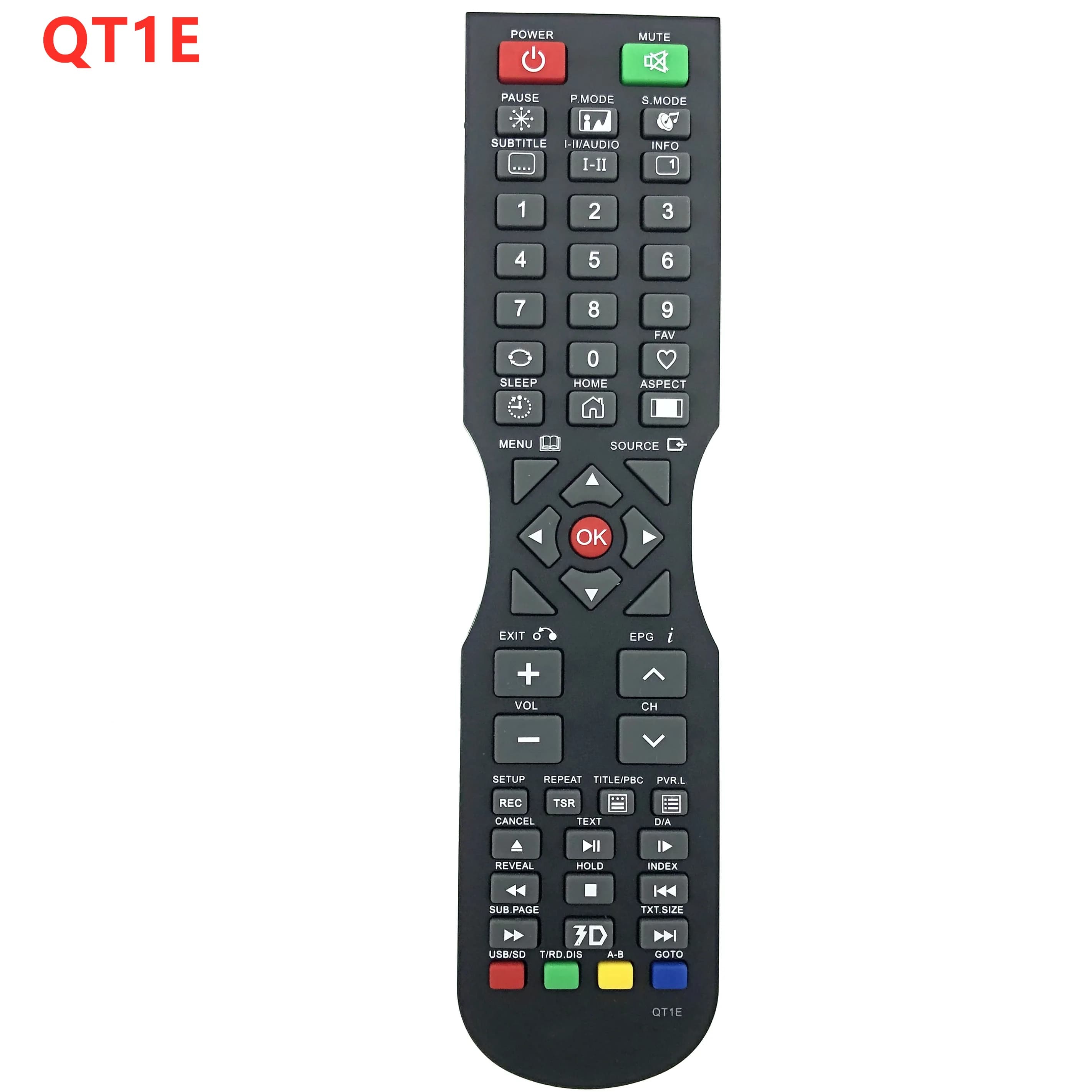 SONIQ QT1E TV Remote Control for E32S12A-AU, E40S12A-AU, E48S12A-AU, E55S12A-AU, E42S14A, E47S14A, E55S14A, and U42V14B models.