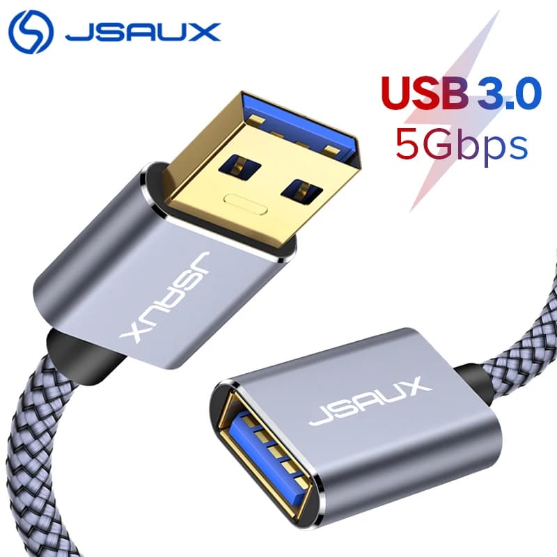 JSAUX USB 3.0 A Male to USB A Female Extension Cable for PS4 TV SSD, 5Gbps Data Transfer, USB Flash Drive, Keyboard - USB Extender Cord