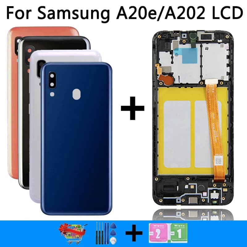High Quality For Samsung A20e LCD Display Touch Screen Digitizer Assembly A202 A202F Replace Free Back A20E Cover