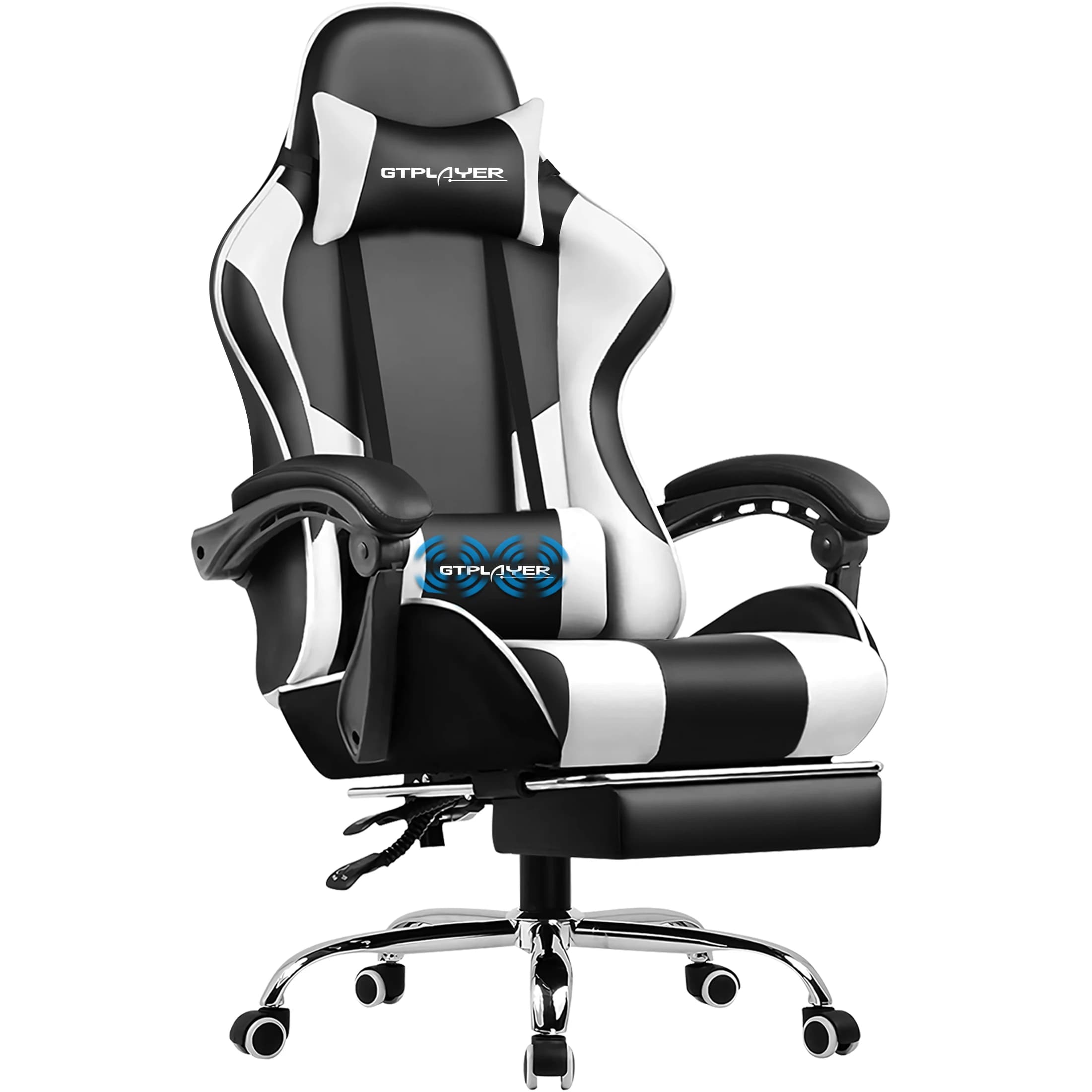 GTPLAYER Gaming chair with Massage Ergonomic Desk chair Footrest Headrest Rotary chair for office and Gamers