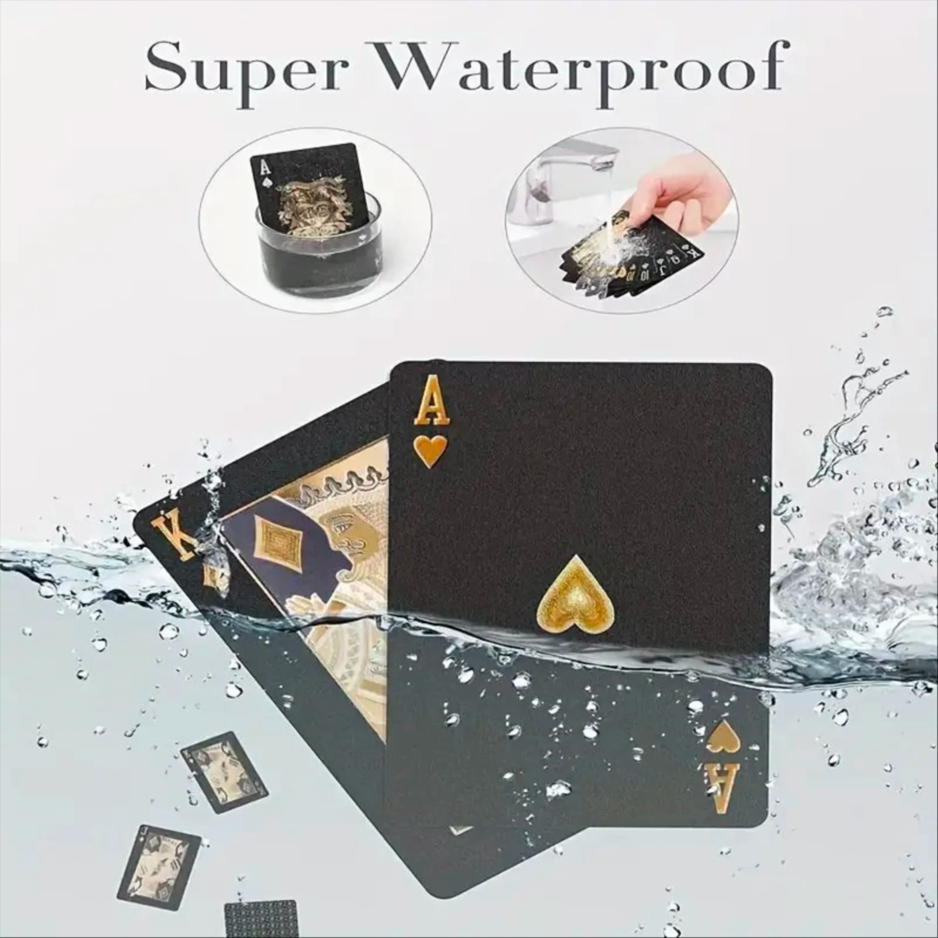 Black Golden Foil Poker Waterproof Plastic Playing Cards Matte Table Games For Gift Collection