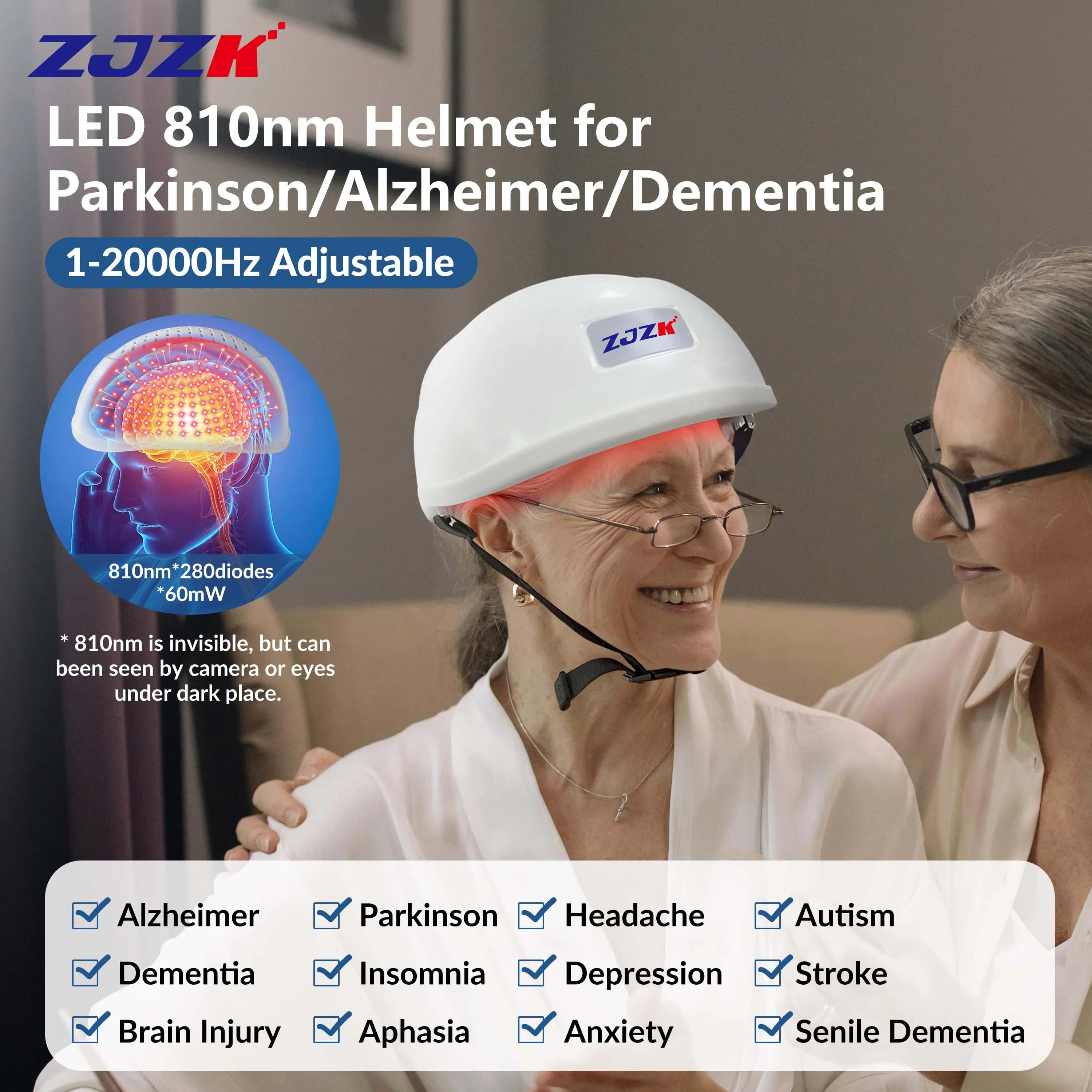 ZJZK Brain Stimulator Machine Mental Illness Treatment 810nmx280diodes Photobiomodulation For Depression Alzheimer Diseases