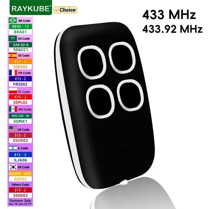 Universal 433MHz 433.92MHz Remote Control Duplicator Key Fob Command Hand Transmitter Clone Code Grabber For Garage Door Gate