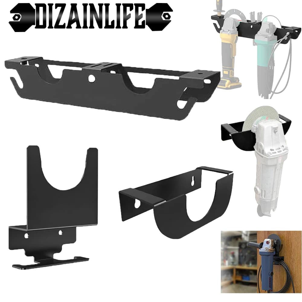 Angle Grinder Holder Metal Angle Grinder Rack with Cord Hanger Polishers Wall Mount Storage Bracket for Workshop Home Garage