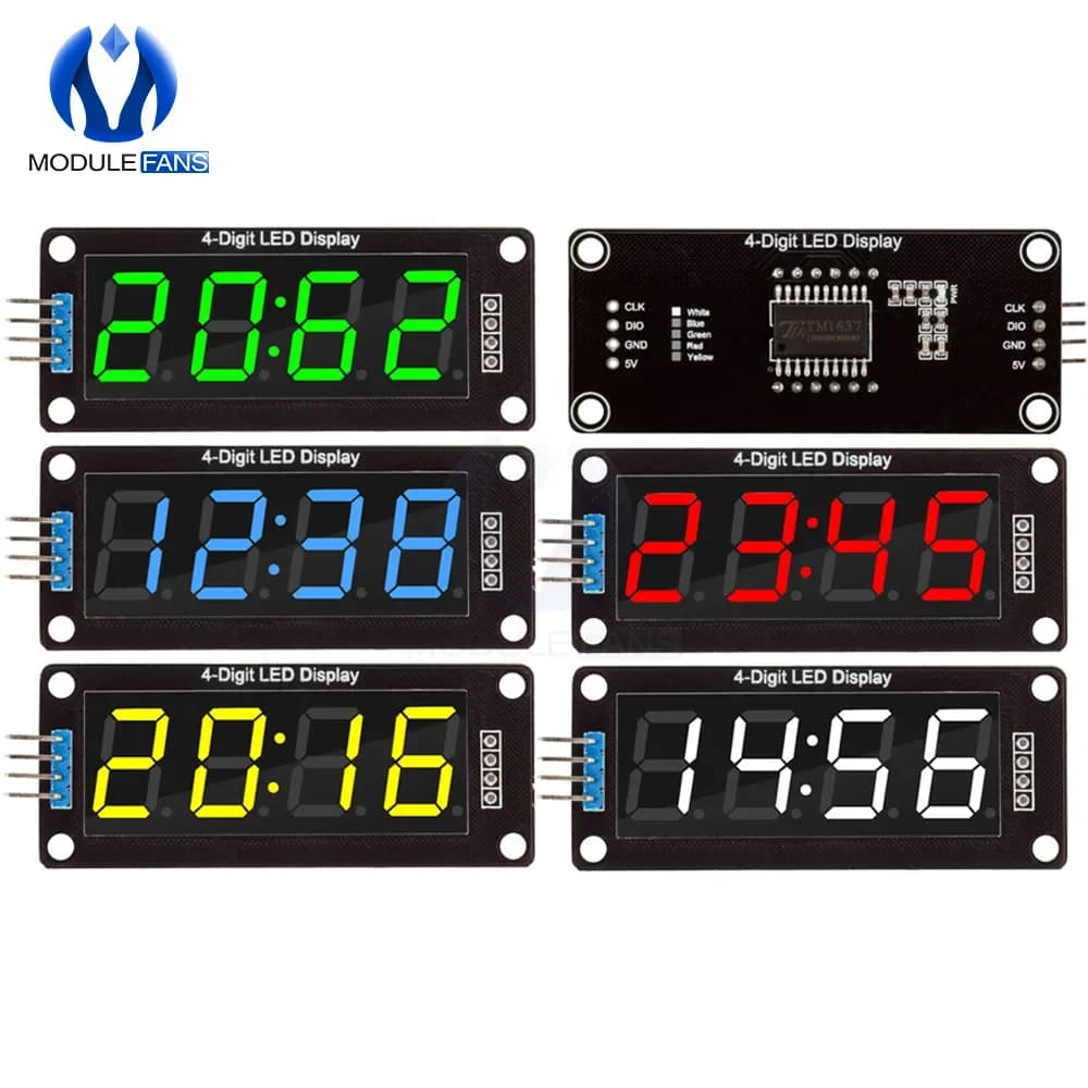 TM1637 LED Display Module for Arduino 4 Digit 7 Segment 0.56 inch Time Clock Indicator Tube Module Red Blue Green Yellow White