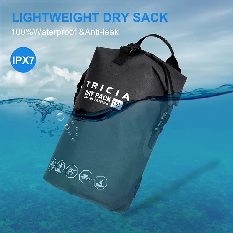15L Outdoor Waterproof Bag Swimming Bag Dry Sack Trekking Fishing Travel Stuff Pack Storage Backpack Camping Equipment XA209L
