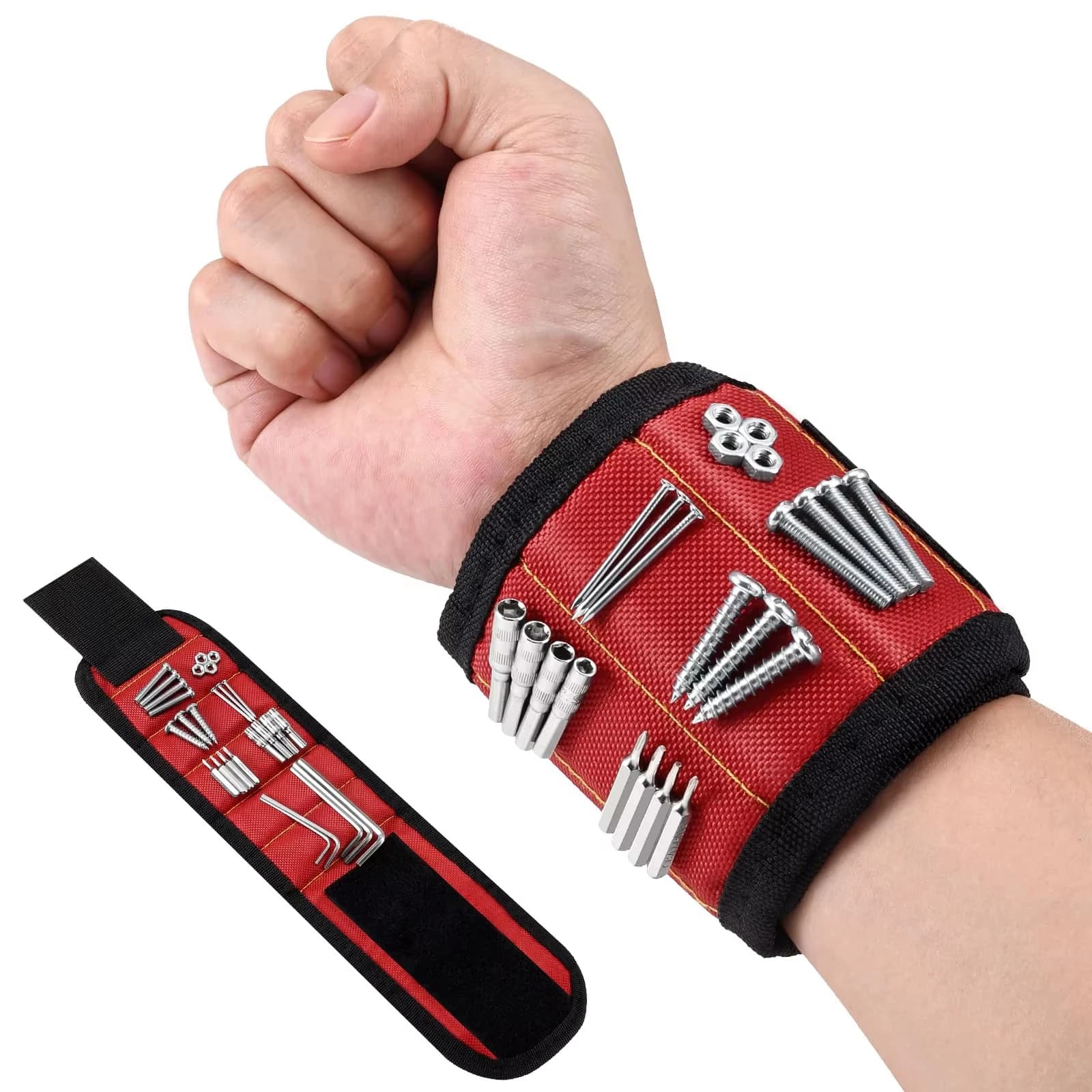 Strong Magnetic Wristband Portable Tool Bag Electrician Adjustable Wrist Belt Screws Small Metal Nails Bolts