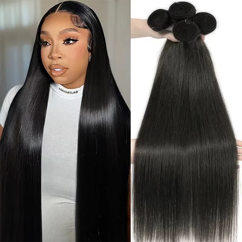 38 40 50 Inch Bone Straight Human Hair Bundles 12A Remy Raw Hair Bundles Extension Unprocessed 100% Human Hair Weave Bundles