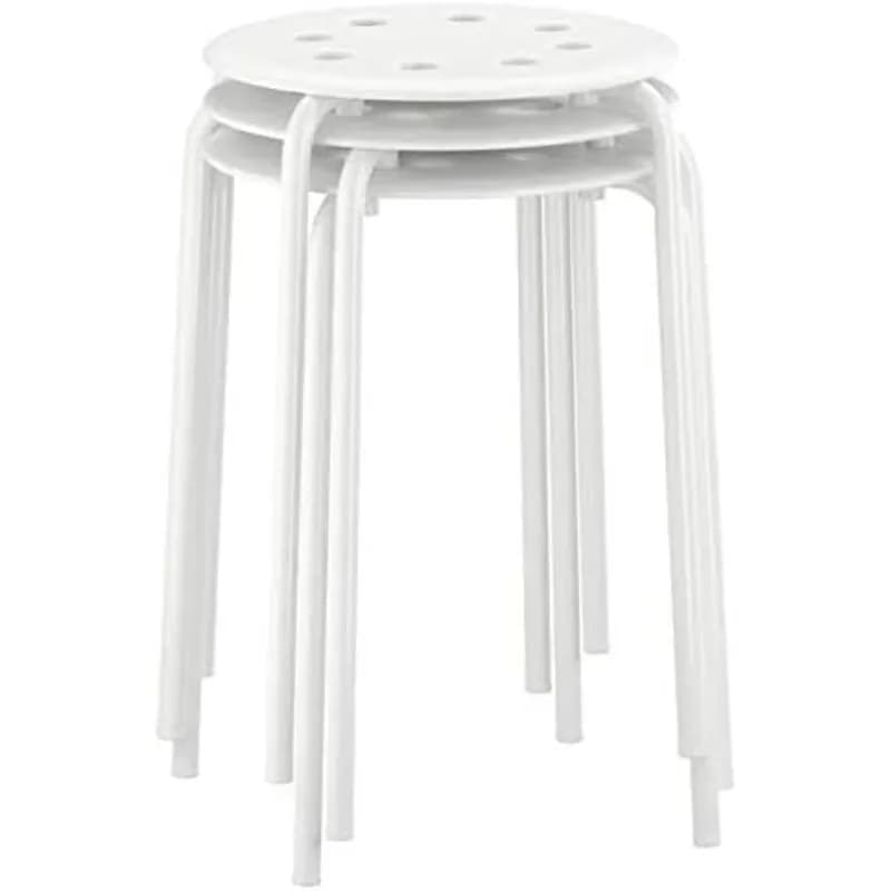 Marius Steel, Epoxy Powder Coating Stool (White), Set of 1,3.94"D x 5.91"W x 1.97"H