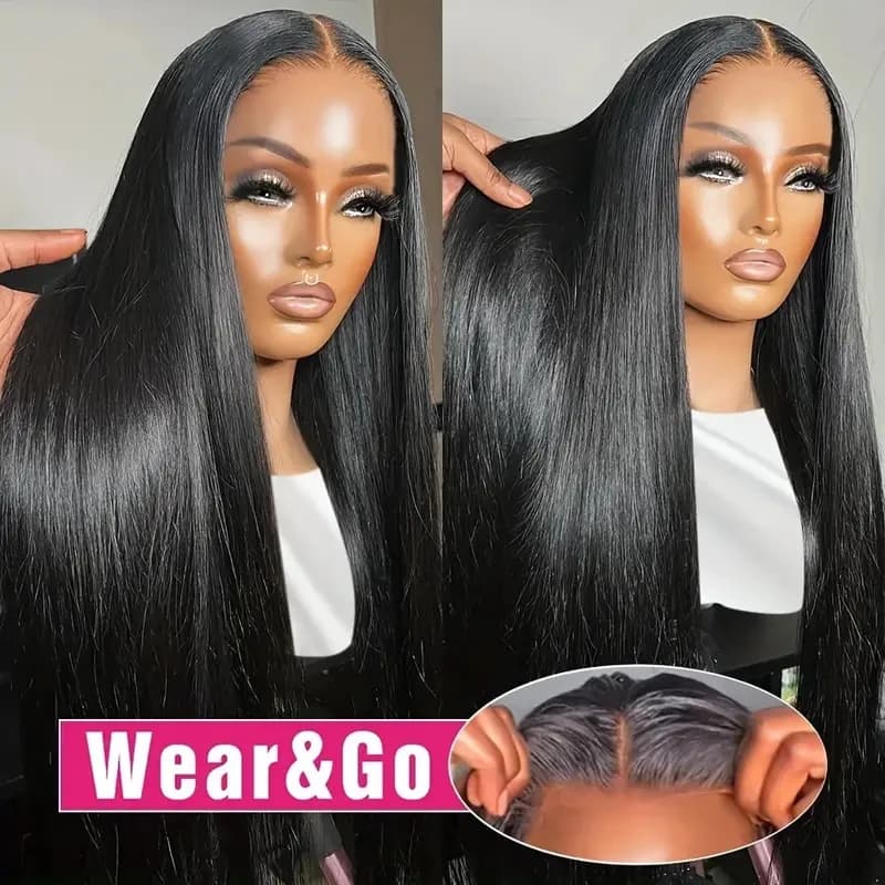 Alimice Straight 4x4 Front Wigs Human Hair Pre Plucked 30 32 34 36 38 Inch Front Wigs For Women