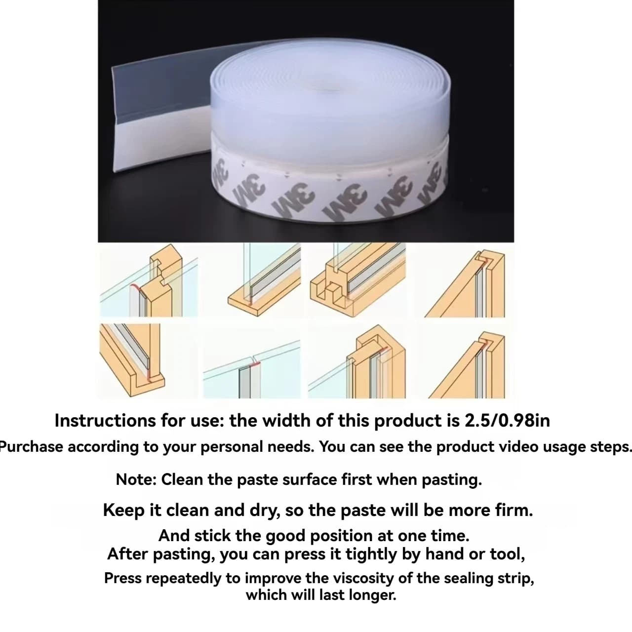 3M/5M Door Bottom Seal Strip Weather Window Rubber Seal Weatherstrip Windproof Dust Self Adhesive Door Windshield Sealing Tape