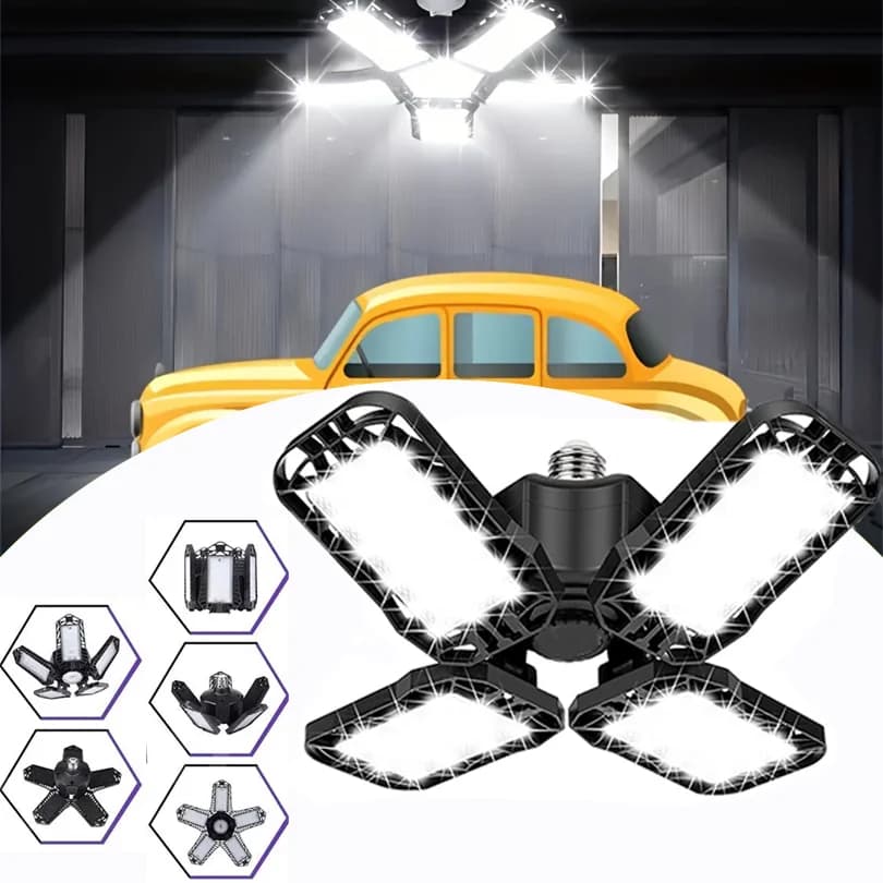 Garage Lights with Adjustable Panels E26/E27 Ceiling Work Lamp 40W 60W 80W Bulb for Warehouse Workshop Industrial Fixture