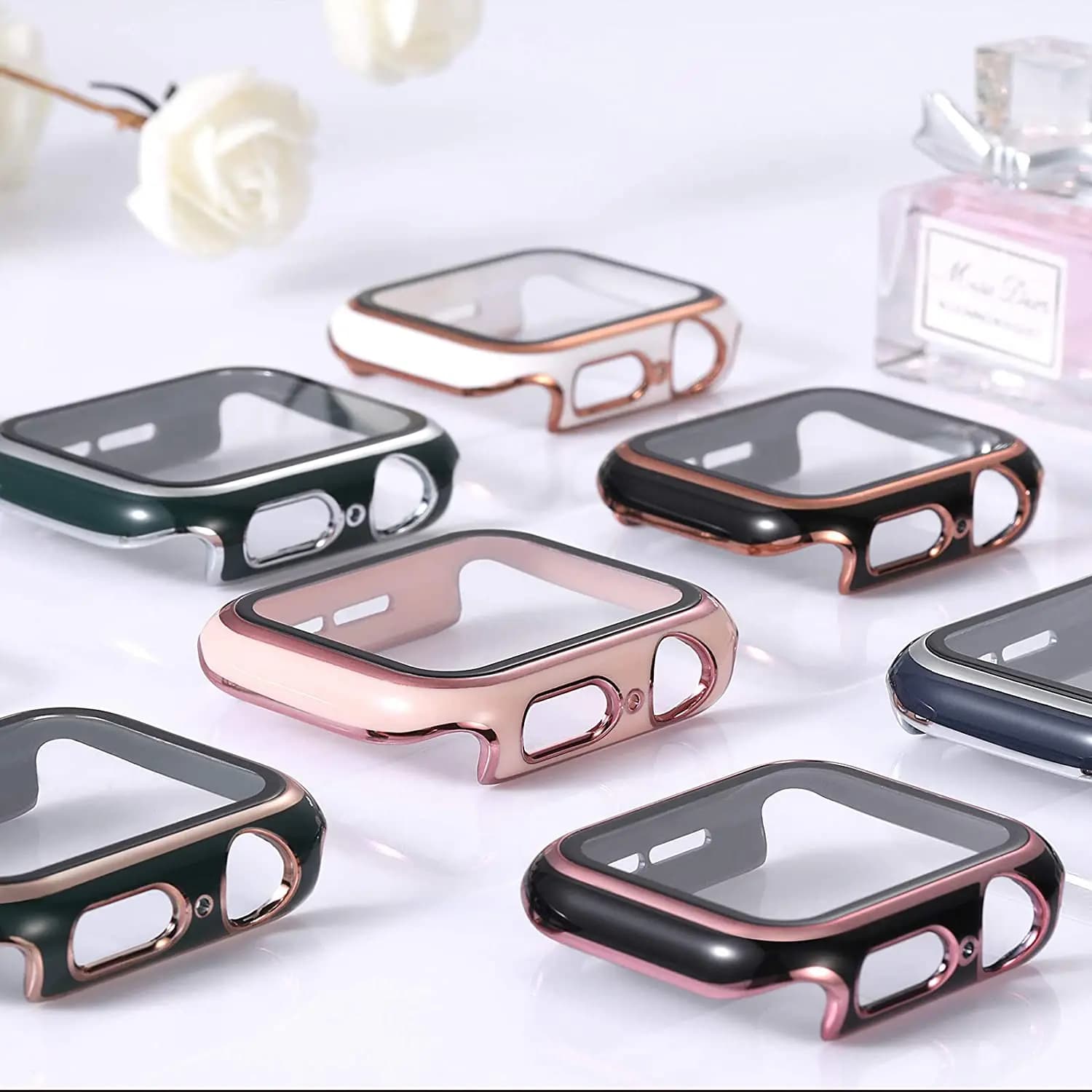 Cover For Apple watch case 45mm 41mm 44mm 40mm 42mm accessories Tempered Glass Screen Protector iWatch series 9 7 8 5 6 SE 3 4